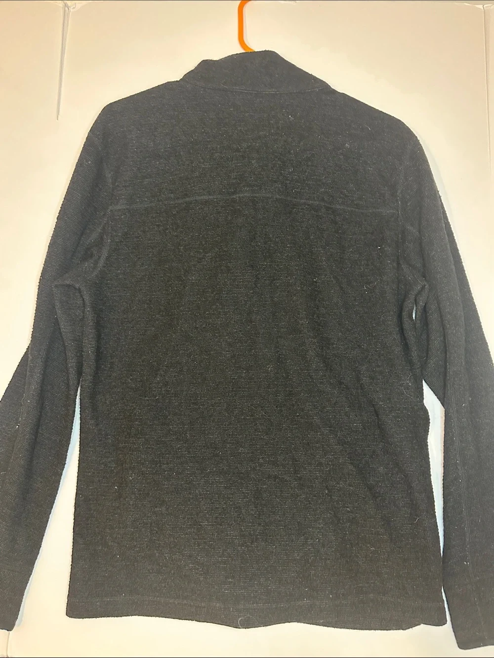 Prana Men's Med Leonidas Snap-Quarter Pullover wool blend black charcoal